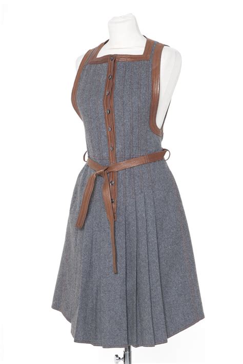 grey wool flannel pinafore dress.